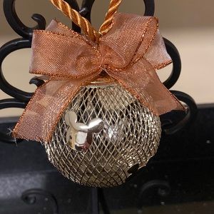 Disney Mesh Copper Ornament With Ribbon & Bow